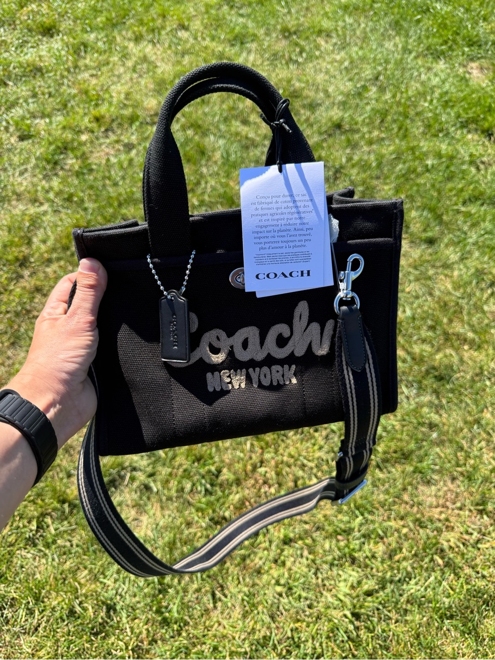 Coach Cargo Tote Bag 26 Black Canvas Crossbody Satchel NWT